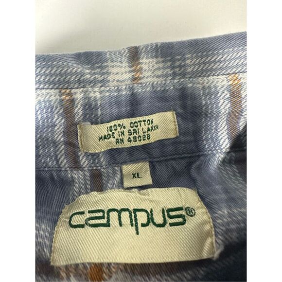 Vintage Campus Button Up Plaid Flannel Shirt Men's XL Long Sleeve See Notes - Picture 7 of 12